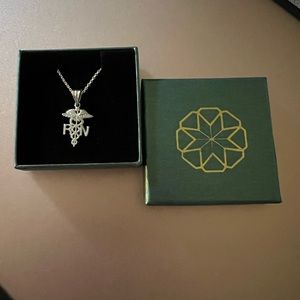 925 Sterling Silver RN Charm Registered Nurse Pendant Necklace